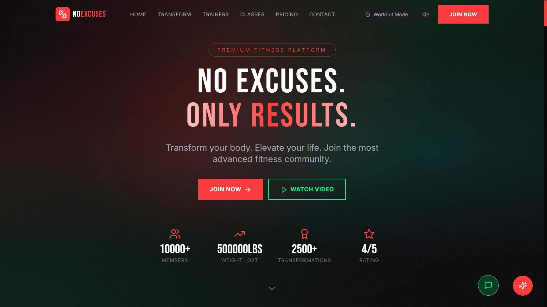 Gym No Excuses Website
